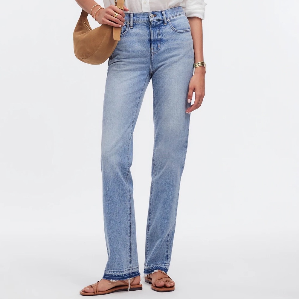 NWT Madewell ‘90s Straight Leg Mid-Rise Raw Hem Jean Barbosa Wash Size 27